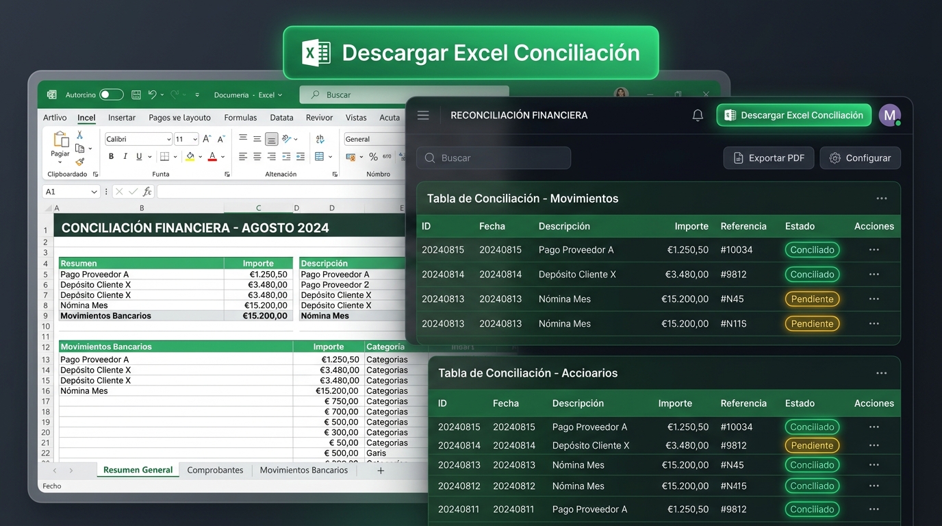 Exportación a Excel en 3 Hojas